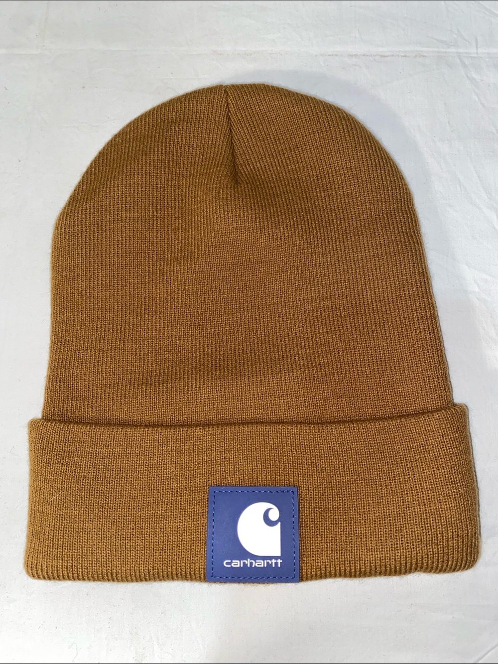 Carhartt Brown Knit Cuffed Beanie with Logo Patch